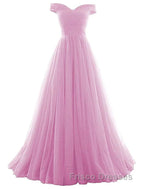 Beautiful Lavender Tulle Off Shoulder Long Formal Prom Dress, Beautiful Party Gowns