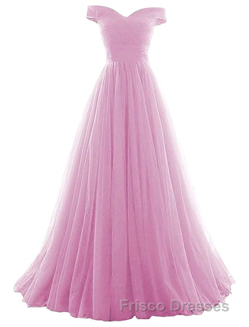 Beautiful Lavender Tulle Off Shoulder Long Formal Prom Dress, Beautiful Party Gowns