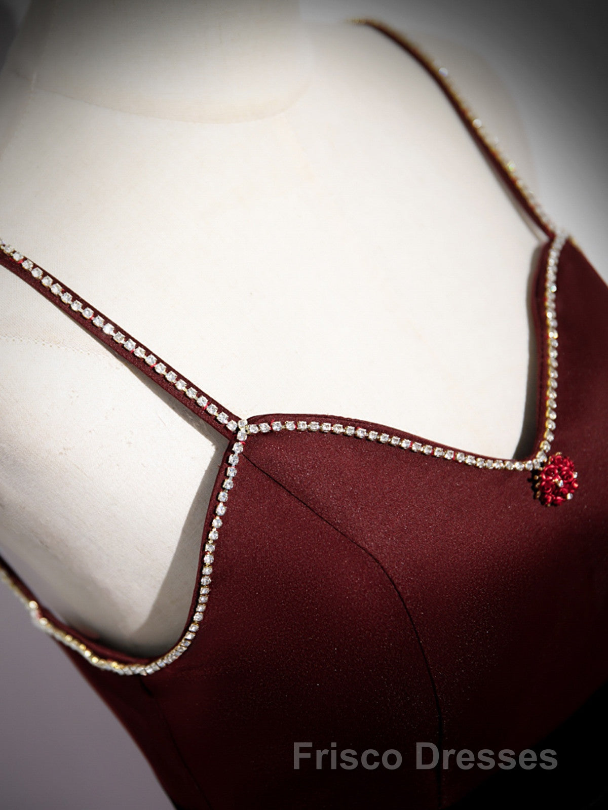 Wine Red Straps Beaded Sweetheart Tulle Formal Prom Dress, Wine Red A-Line Formal Prom Dress