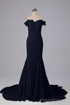 Off The Shoulder Hourglass Court Train Bridesmaid Dresses