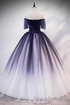 Ombre Ball Gown Formal Prom Dress Quinceanera Dress with Delicate Gold Appliques
