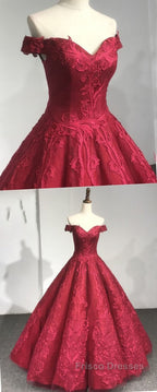 Gorgeous Pink Off The Shoulder Ball Gown Formal Prom Dress With Appliques