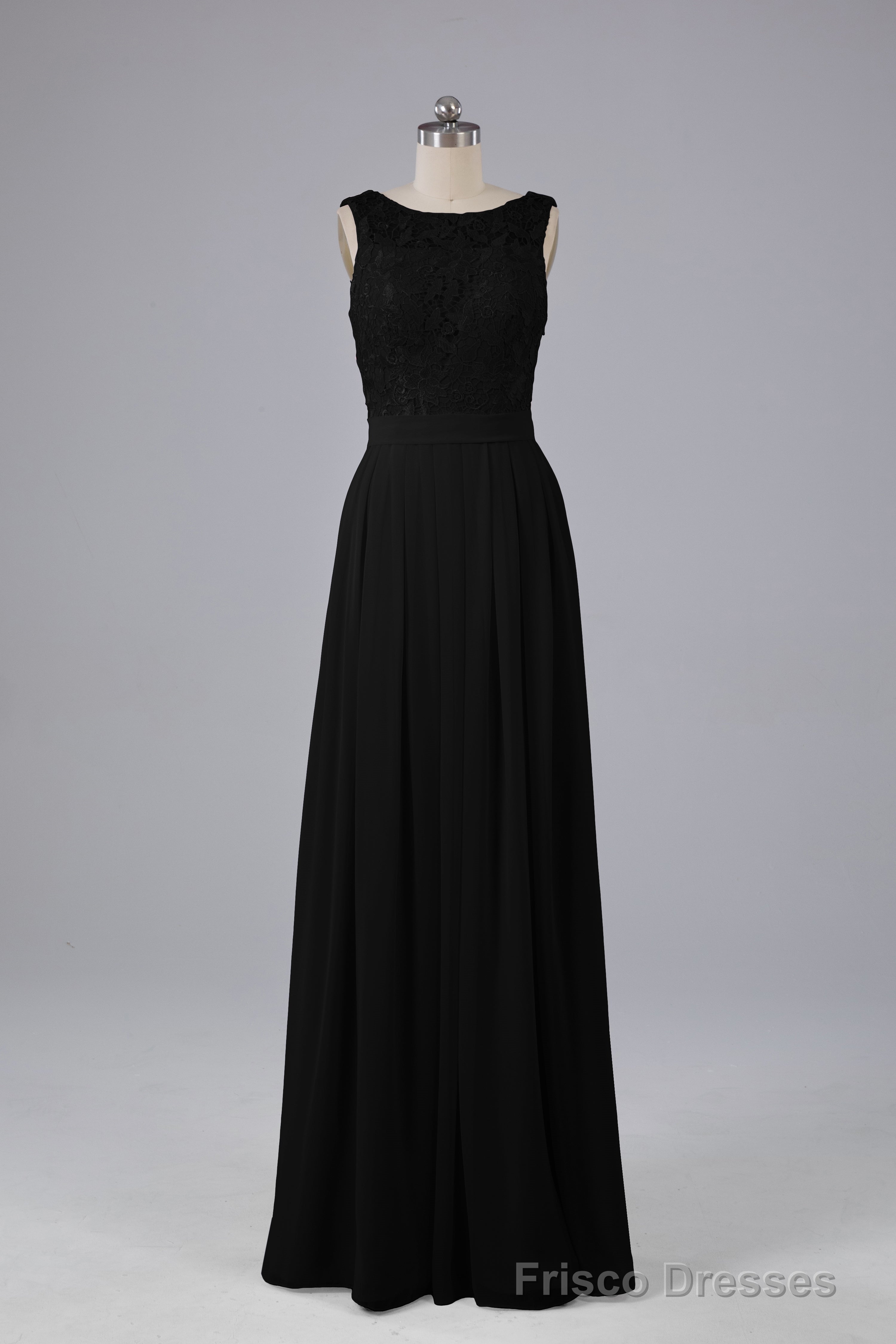 A-line Lace Top Floor Length Chiffon Bridesmaid Dresses Secondary image