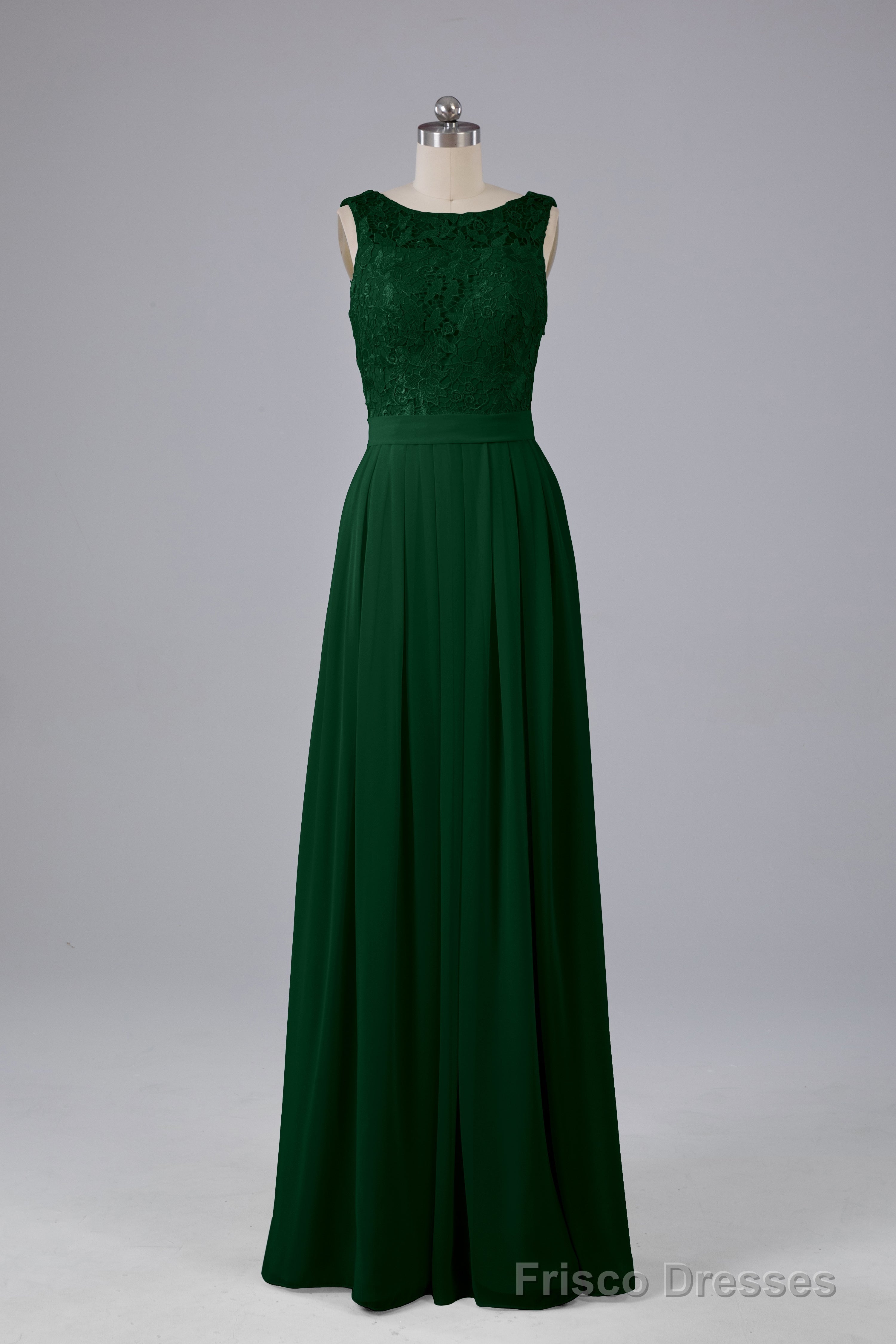 A-line Lace Top Floor Length Chiffon Bridesmaid Dresses