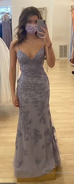Stunning Spaghett-Straps Mermaid Prom Dress Straps With Lace 22th Birthday Outfit Main image