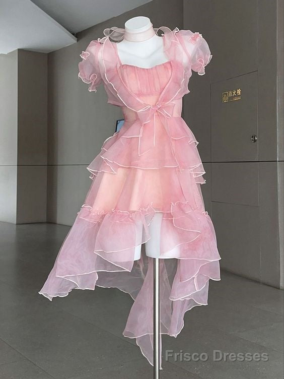vintage high low pink homecoming dress 18th birthday outfits Main image