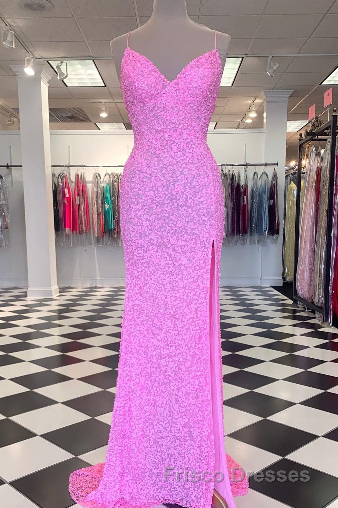 Mermaid Purple Sequin Long Formal Prom Dress with Slit