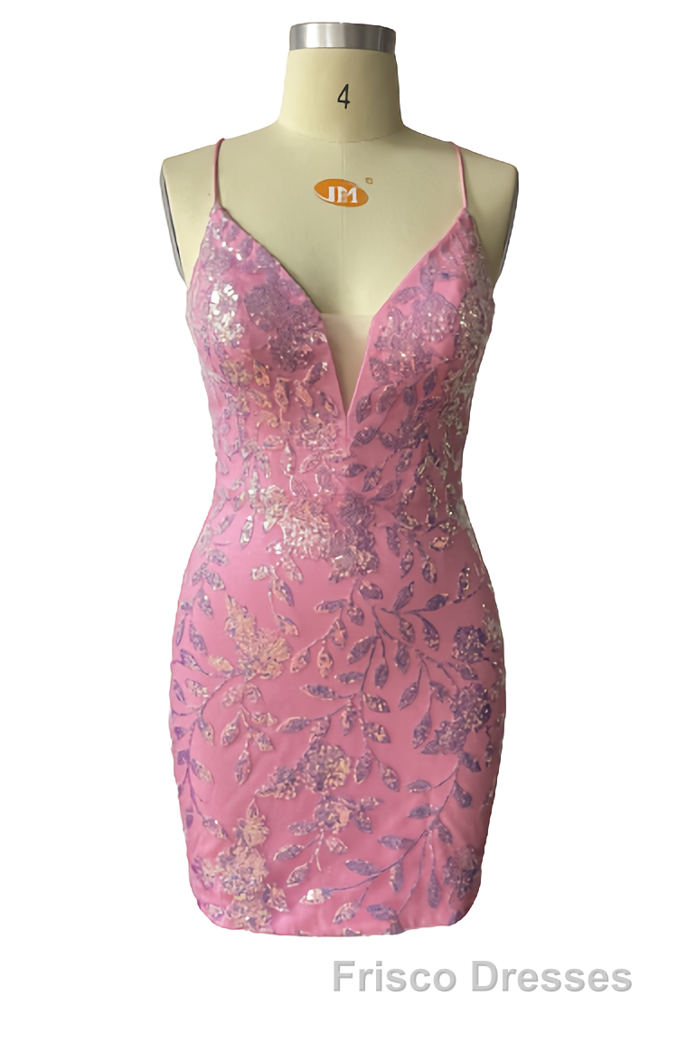 Cute Bodycon V Neck Blue Lace Homecoming Dress