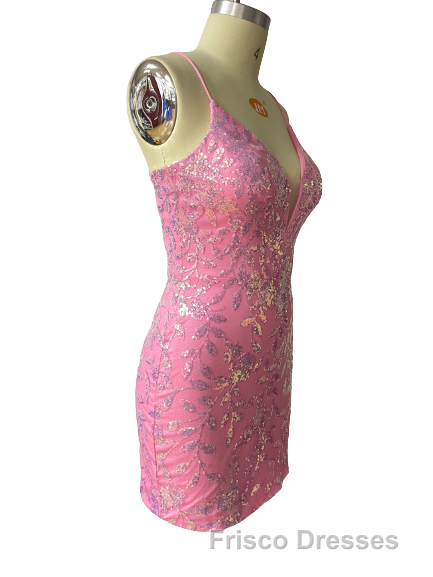 Cute Bodycon V Neck Blue Lace Homecoming Dress