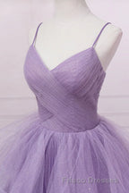 Princess Lavender Sparkly Spaghetti Straps Long Formal Prom Dress Floor Length Evening Gown