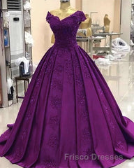ball gown satin  lace v neck Formal Prom Dress