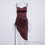 New Satin Green Formal Prom Dresses Spaghetti Strap Party Evening Dresses