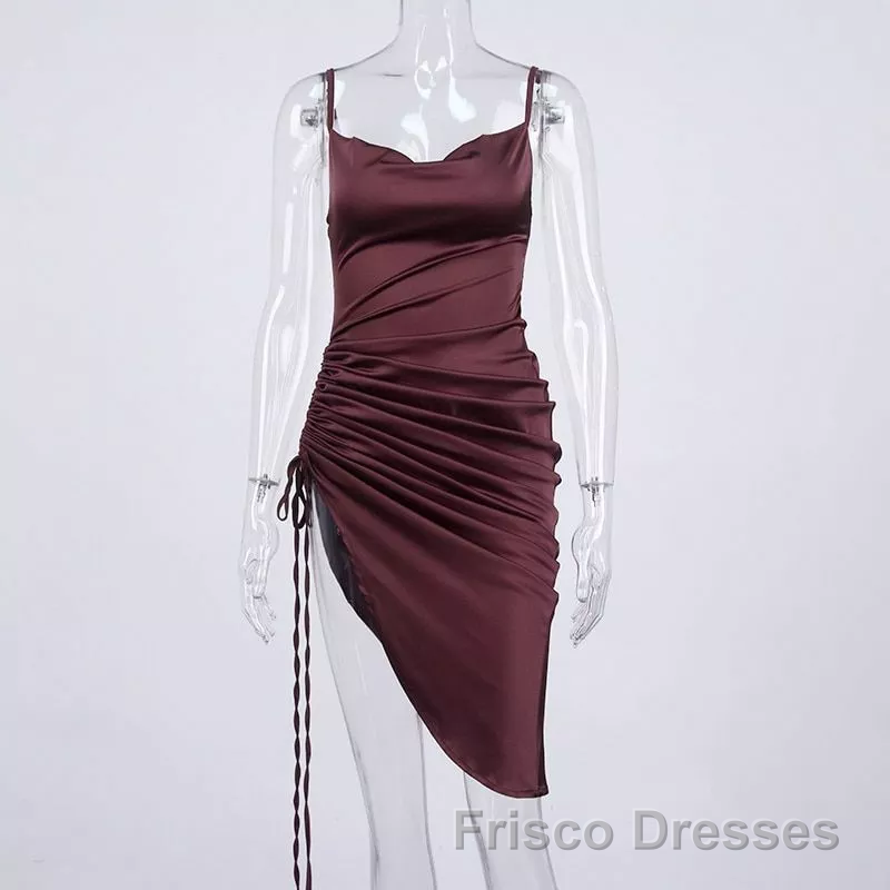 New Satin Green Formal Prom Dresses Spaghetti Strap Party Evening Dresses