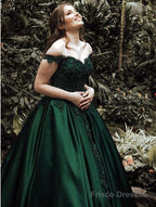 Green Prom Dress Off The Shoulder Straps, Dresses For Graduation Party, Evening Dress, Formal Dress