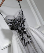 Gray Tulle Short A Line Formal Prom Dress, Homecoming Dress