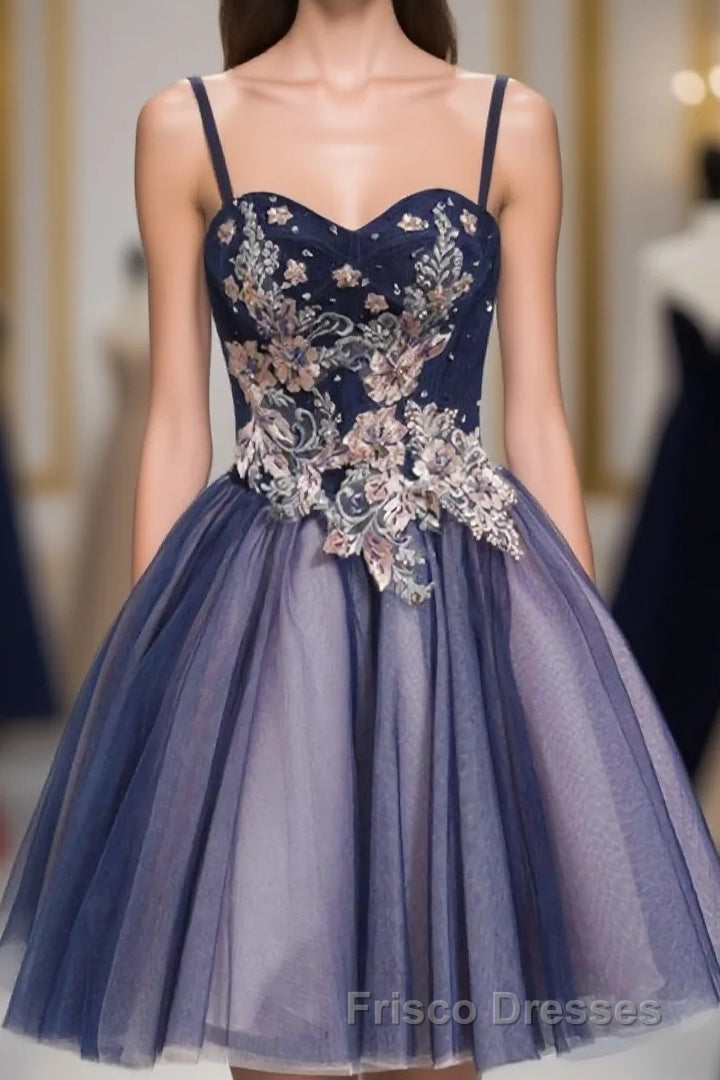 Cute Lace Tulle Short A Line Formal Prom Dress, Homecoming Dress Main image