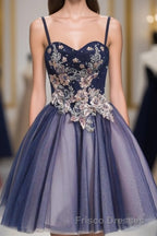 Cute Lace Tulle Short A Line Formal Prom Dress, Homecoming Dress