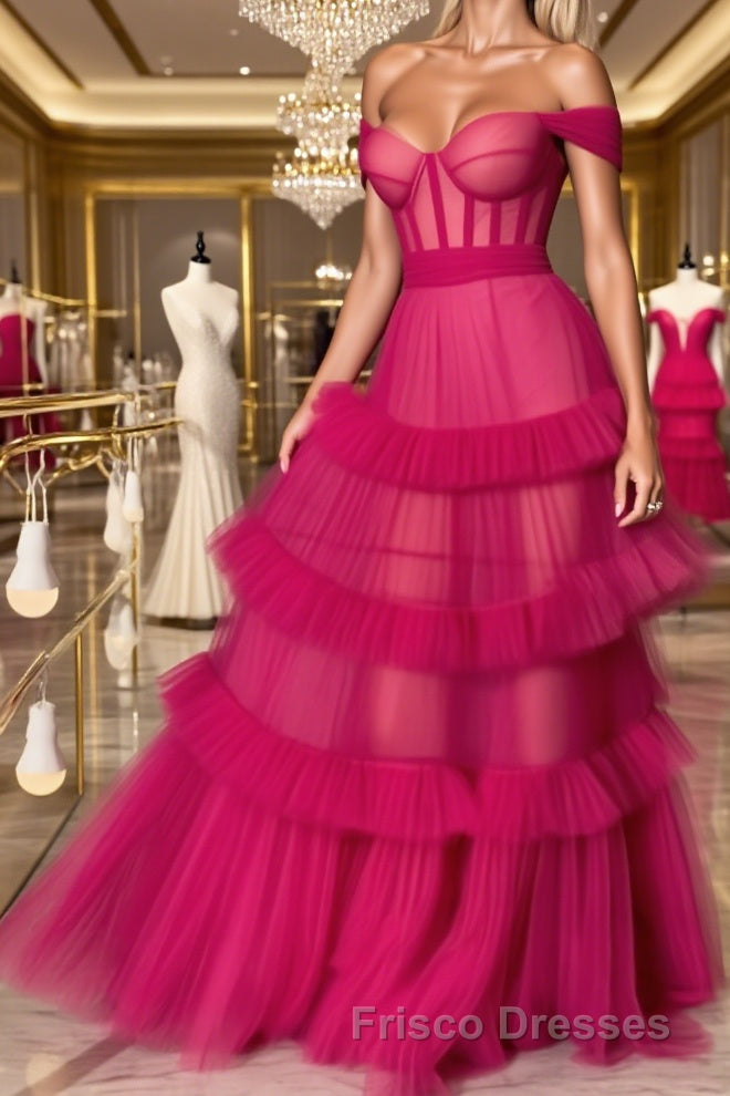 Formal Prom Evening Dress Off the Shoulder Chic A Line Long Formal Prom Dress Main image