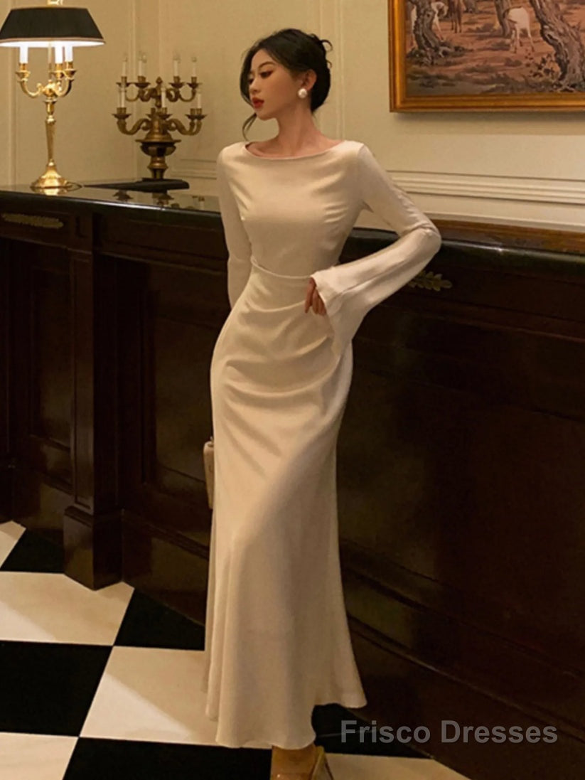 Elegant Flare Sleeve Wedding Mermaid Long Dress Women Spring Autumn French Vintage Slim One Piece Party Robe Mujers Clothes Main image