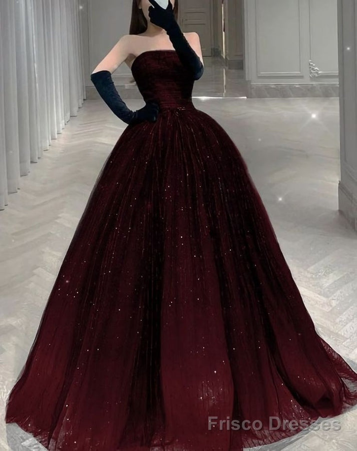 Beautiful Strapless A-line Tulle Prom Dress,Chic Evening Dress Main image