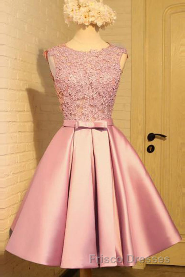 Blue A Line Princess V Neck Backless Appliques Homecoming Dress