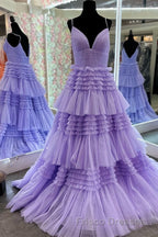 Princess Pink Tiered Layers Tulle Long Formal Prom Gown