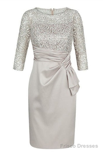 Sparkly Half Sleeves Short Silver Mother of Bride Dress Main image