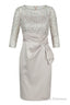Sparkly Half Sleeves Short Silver Mother of Bride Dress