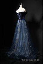 Elegant Off the Shoulder Velvet Floor Length Long Evening Dress Formal Prom Dress