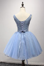 Luxurious A-line Straps Knee Length Short Tulle Homecoming Dress
