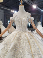 New Arrival Long Off The Shoulder Ball Gown Lace Wedding Dress