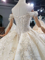 New Arrival Long Off The Shoulder Ball Gown Lace Wedding Dress