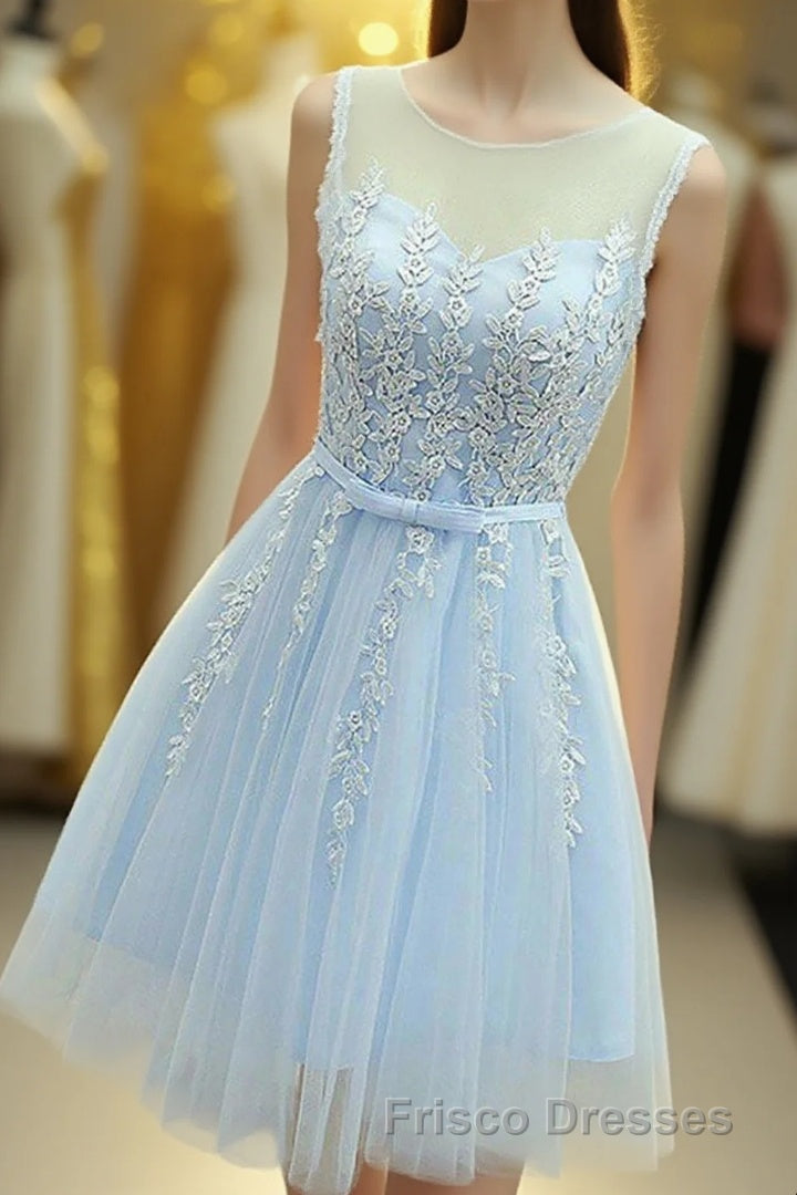 Blue Round Neck A Line Homecoming Dress Main image