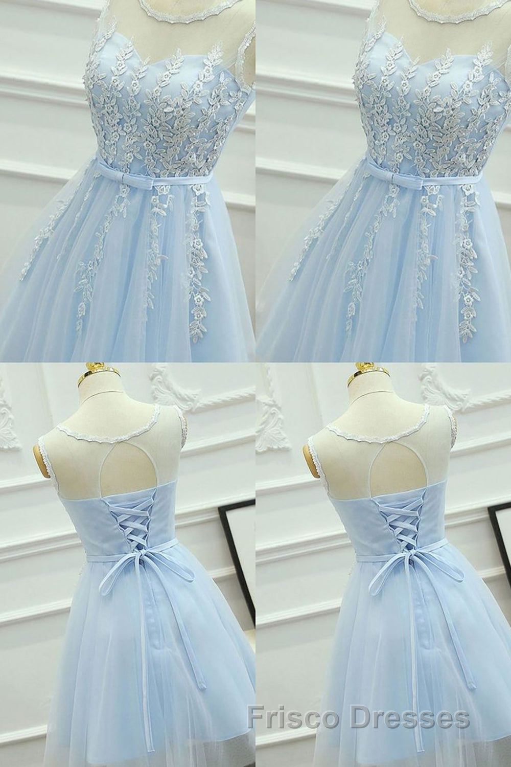 Blue Round Neck A Line Homecoming Dress Secondary image
