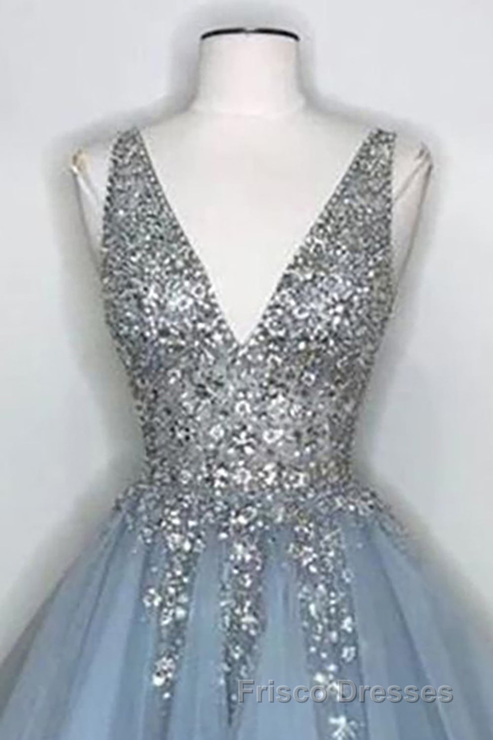 Blue V Neck Homecoming Dress With Beadings Secondary image
