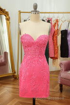 Purple Lace Tight Short Hoco Dress