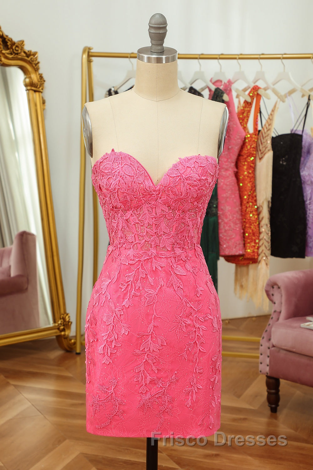 Purple Lace Tight Short Hoco Dress