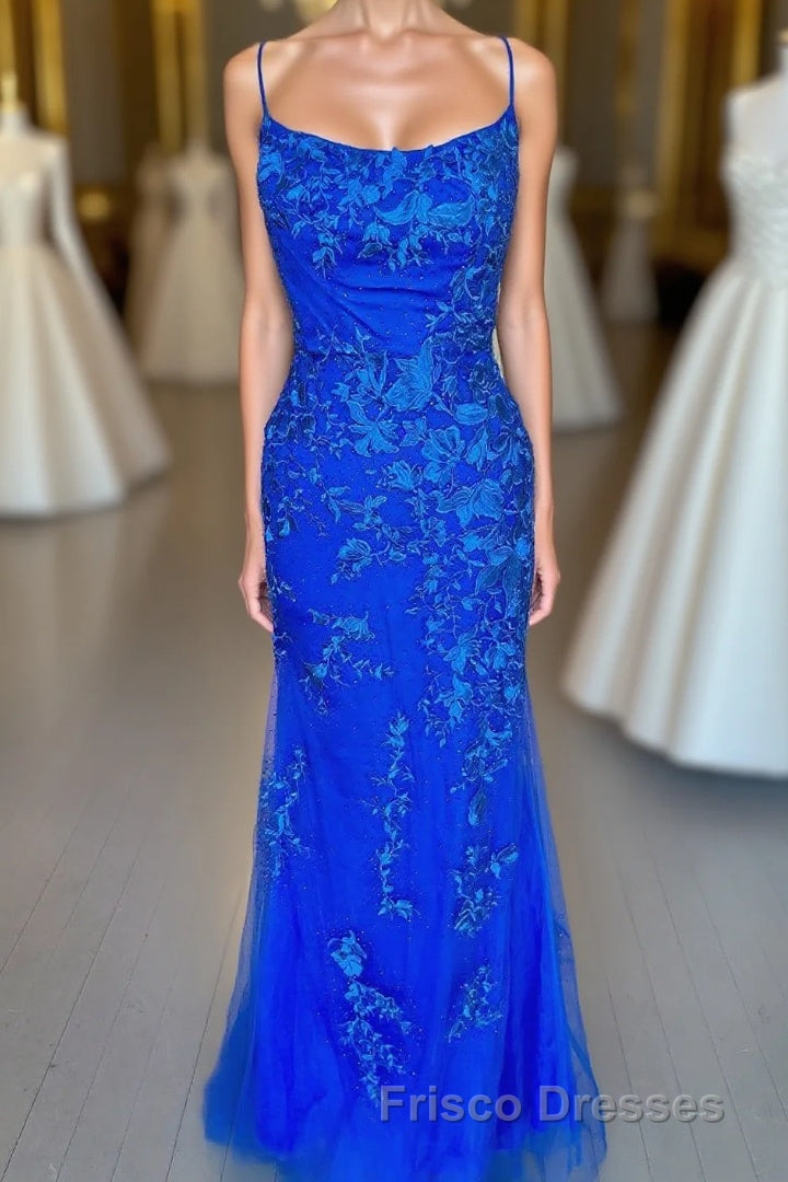 Royal Blue Mermaid Formal Prom Dress with Appliques Main image
