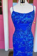 Royal Blue Mermaid Formal Prom Dress with Appliques