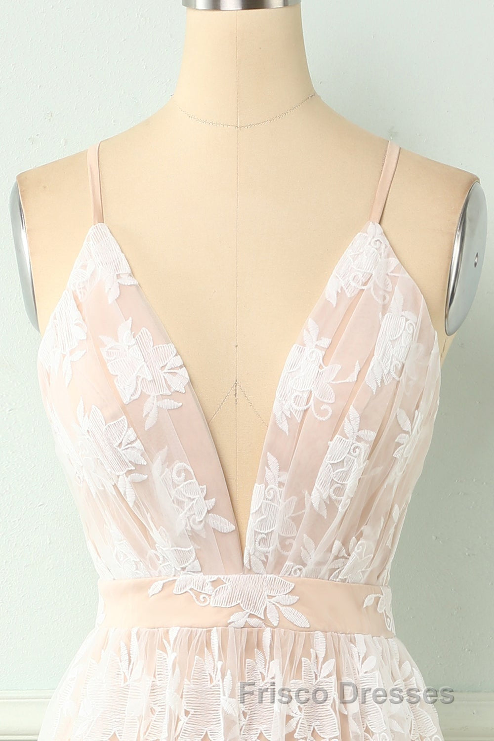 Spaghetti Straps White Formal Prom Dress