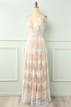 Spaghetti Straps White Formal Prom Dress