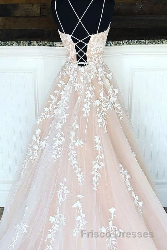 Hottest Elegant Spaghetti Straps Backless Lace Long Princess Formal Prom Dress For Teens Secondary image