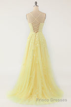 Purple Tulle Formal Prom Dresses with Appliques