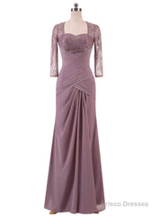 A-Line 3/4 Sleeves Ruched Chiffon Pleats Mother Of The Bride Dresses