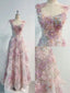 A Line 3D Floral Lace Skirt Tulle Bodice Floor-Length Prom Dresses