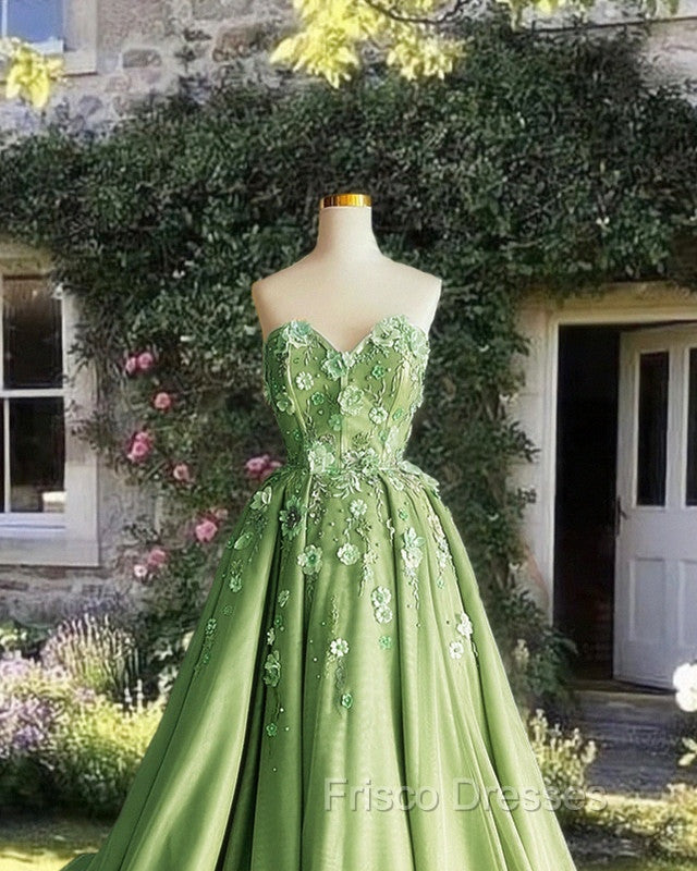 A-Line 3D Flowers Embroidey Tulle Strapless Dress Secondary image