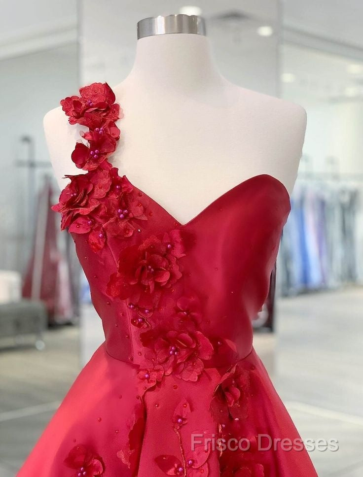 A-Line Backless Homecoming Dress Red Mini Sleeveless One Shoulder Graduation Dress With Appliques Secondary image