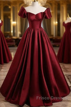 A-Line Ballgown Satin Long Party Dress Off Shoulder Sweetheart Floor Length Formal Prom Dress