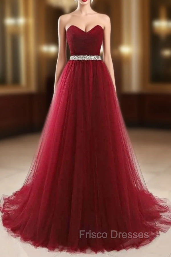 A-Line Beading Belt Long Charming Formal Prom Dress Floor-Length Evening Dress Main image