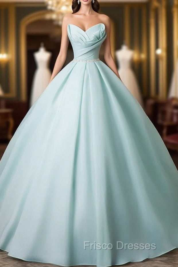 A-Line Beads Blue Long Formal Prom Dress, Blue Long Formal Dress Main image